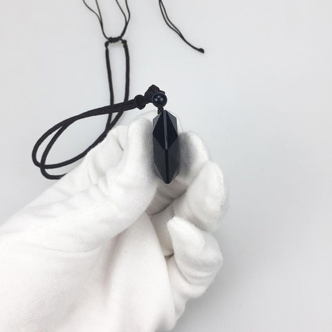 Black Obsidian Hexagram Pendant Necklace
