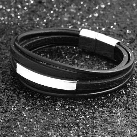 Bracelets & Bangles Stainless Steel Leather Bracelet For Men