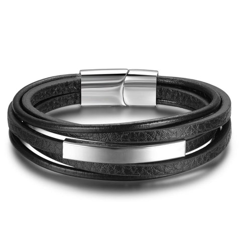 Bracelets & Bangles Stainless Steel Leather Bracelet For Men