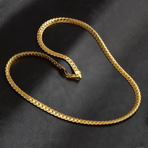 4-8mm Wide Gold-Color Long Chain Necklace For Men