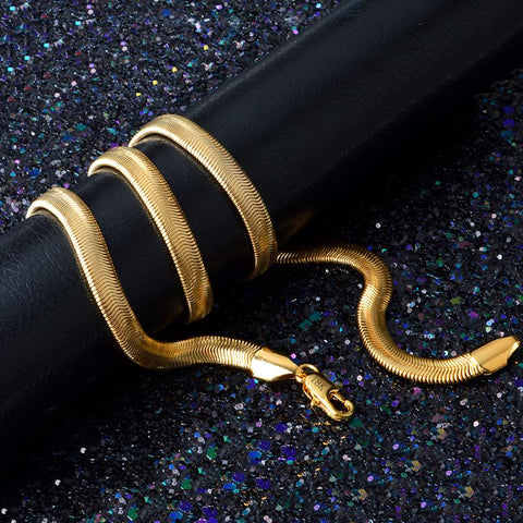 4-8mm Wide Gold-Color Long Chain Necklace For Men