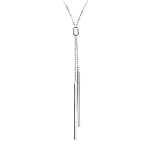 Gold Metal Collier Long Pendant Necklace