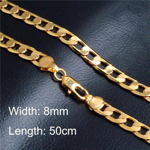 4-8mm Wide Gold-Color Long Chain Necklace For Men