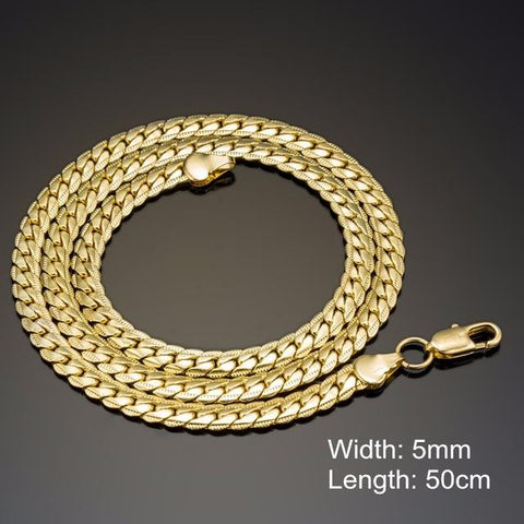 4-8mm Wide Gold-Color Long Chain Necklace For Men