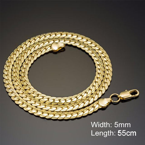 4-8mm Wide Gold-Color Long Chain Necklace For Men