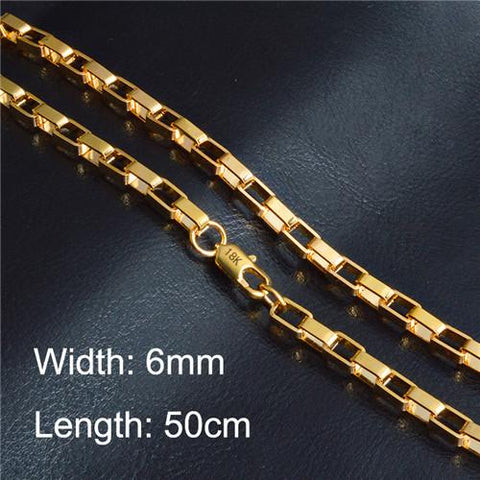 4-8mm Wide Gold-Color Long Chain Necklace For Men